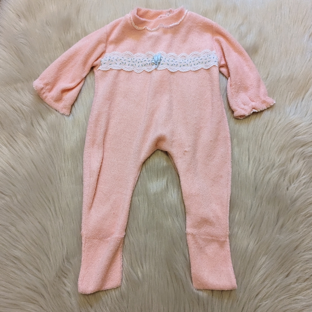 Vintage Babypro pink newborn terry cloth PJs